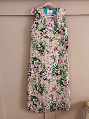 Posh Peanut Bamboo Pink and Green Floral Sleeveless Sleep Sack